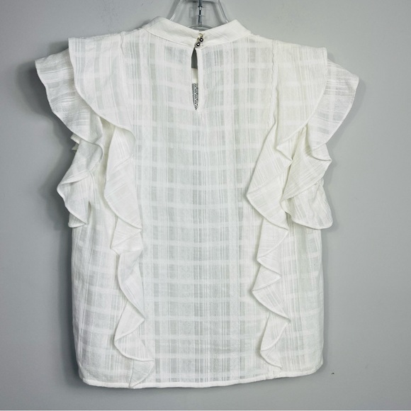 Veronica Beard Sol Lace Inset Ruffle Sleeveless Lace Crochet White Top Blouse 2 - Picture 8 of 16